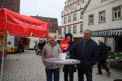 Die Munderkinger Kandidaten stellen sich auf dem Marktplatz den Fragen der Bürger und sammeln politische Anregungen.